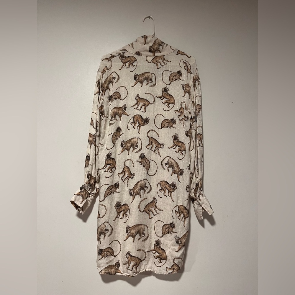 H&M Crown Monkey Print Bow Mini Dress Size 8 Animal Print - Picture 5 of 11